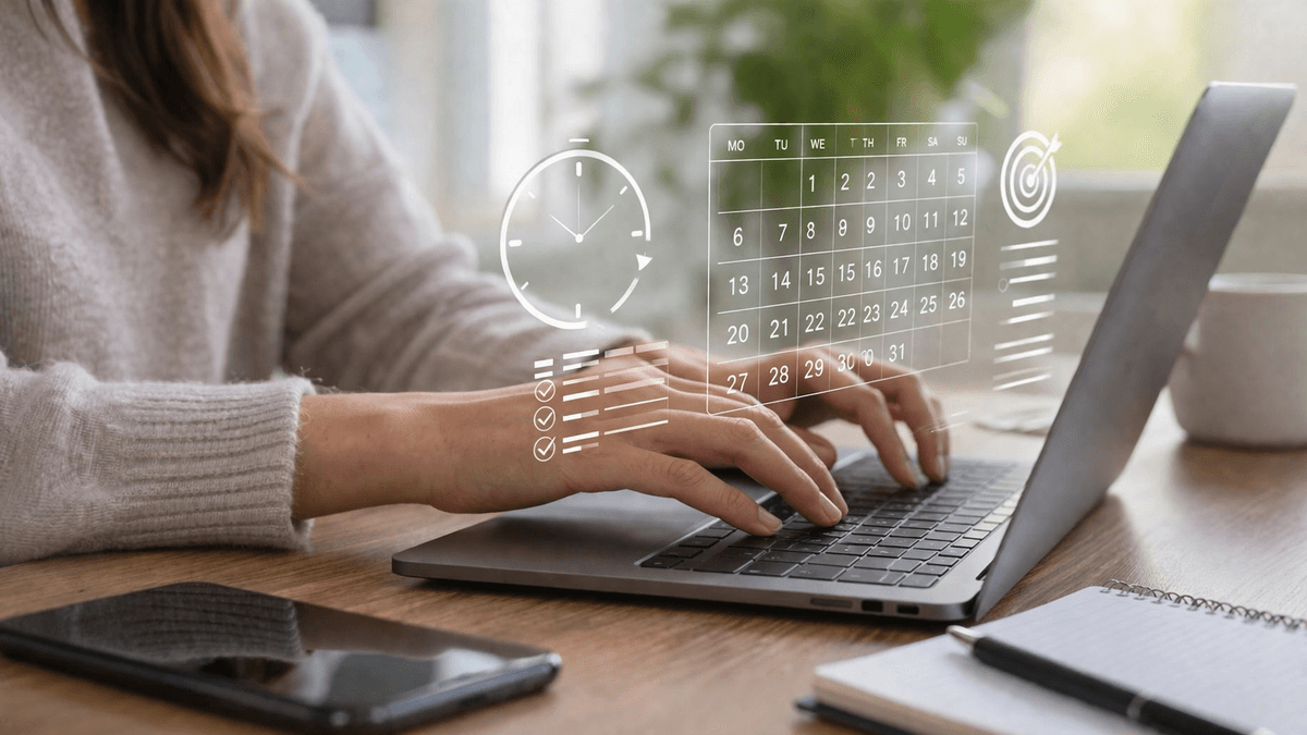 Frau erfasst Arbeitszeit am Laptop — Zeiterfassungspflicht 2026